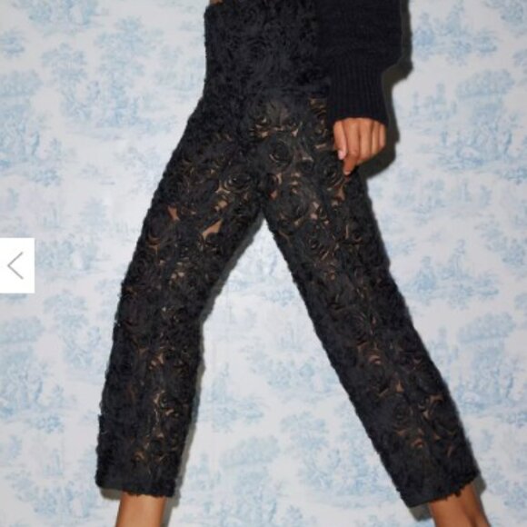 Kimchi Blue Urban Outfitters‎ Black Rosette Sheer Cropped Pants Size L - Picture 2 of 12